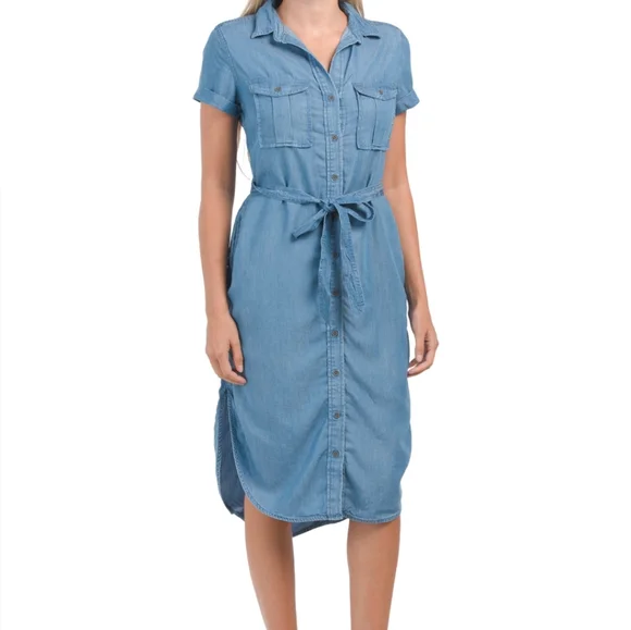 lucky brand shirt dress Lucky Brand Women's Collared- Button-Down Midi Dress